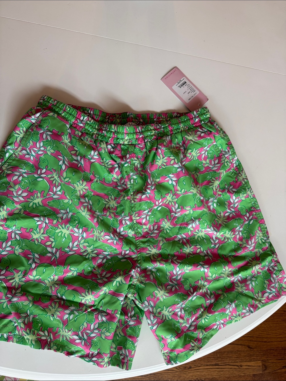 Men’s Lilly Pulitzer Green and Pink Floral Swim Trunks